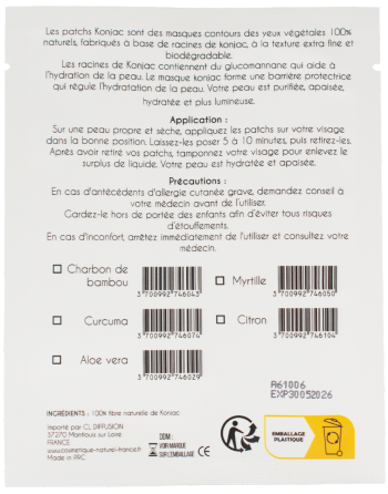 Patchs contours des yeux au Konjac - Curcuma