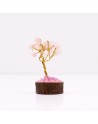 Mini Arbres de Gemmes sur Base en Bois - Quartz Rose (15 pierres)