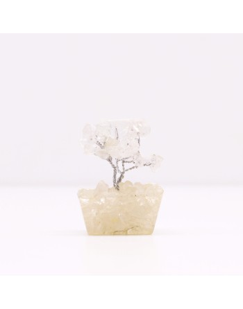 Mini Arbres de Gemmes sur Base d'Orgonite - Quartz de Roche (15 pierres)