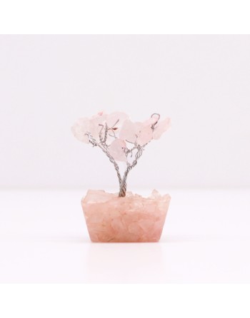 Mini Arbres de Gemmes sur Base d'Orgonite - Quartz Rose (15 pierres)