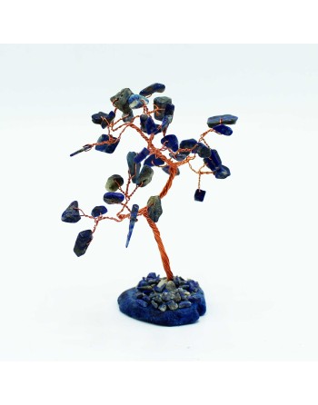 Arbre à Pierres Précieuses - Sodalite sur Base d'Agate Bleue (35 pierres)