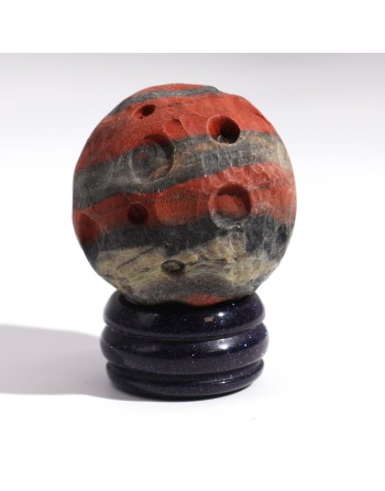 Jaspe Rouge Planet sur un Sola Goldstone Stand - 40mm (support 30x15mm)