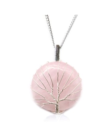 Collier Arbre de Vie Quartz Rose