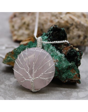 Collier Arbre de Vie Quartz Rose