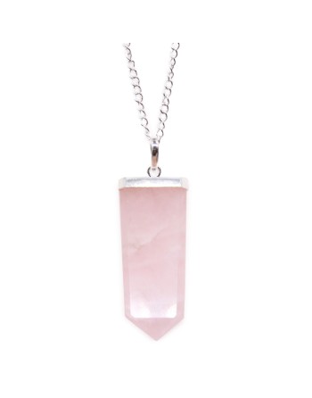 Pendentif plat de pierres précieuses - Quartz rose