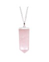 Pendentif plat de pierres précieuses - Quartz rose