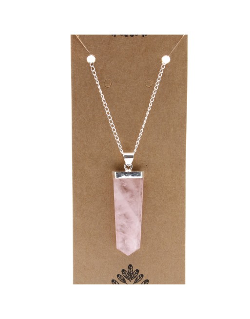 Pendentif plat de pierres précieuses - Quartz rose