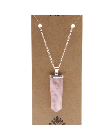 Pendentif plat de pierres précieuses - Quartz rose