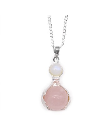 Pendentif mains de guérison en pierres précieuses - Quartz rose