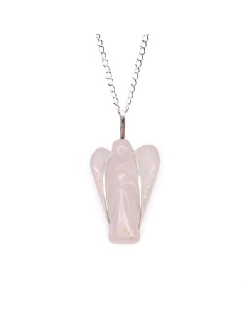 Pendentif ange gardien avec pierres précieuses - Quartz rose