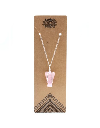 Pendentif ange gardien avec pierres précieuses - Quartz rose