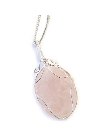 Collier de pierres précieuses enveloppées de cascade - Quartz rose brut