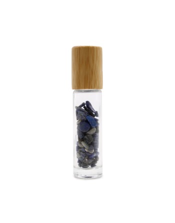 Bouteille Roll-On d'Huile Essentielle avec Gemme - Sodalite - Bouchon en Bois