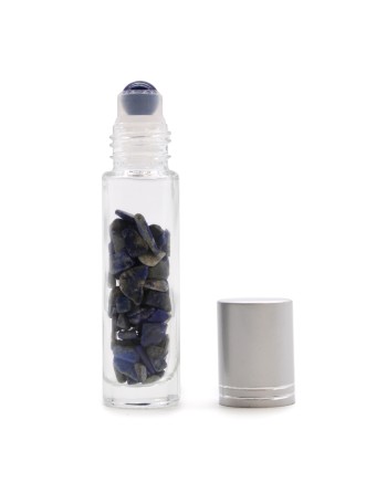 Bouteille Roll-On d'Huile Essentielle avec Gemme - Sodalite - Bouchon Argenté