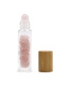 Bouteille Roll-On d'Huile Essentielle avec Gemme - Quartz Rose - Bouchon en Bois