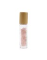 Bouteille Roll-On d'Huile Essentielle avec Gemme - Quartz Rose - Bouchon en Bois