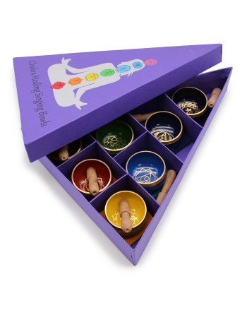 Coffret cadeau bol tibétain avec pyramide de chakras