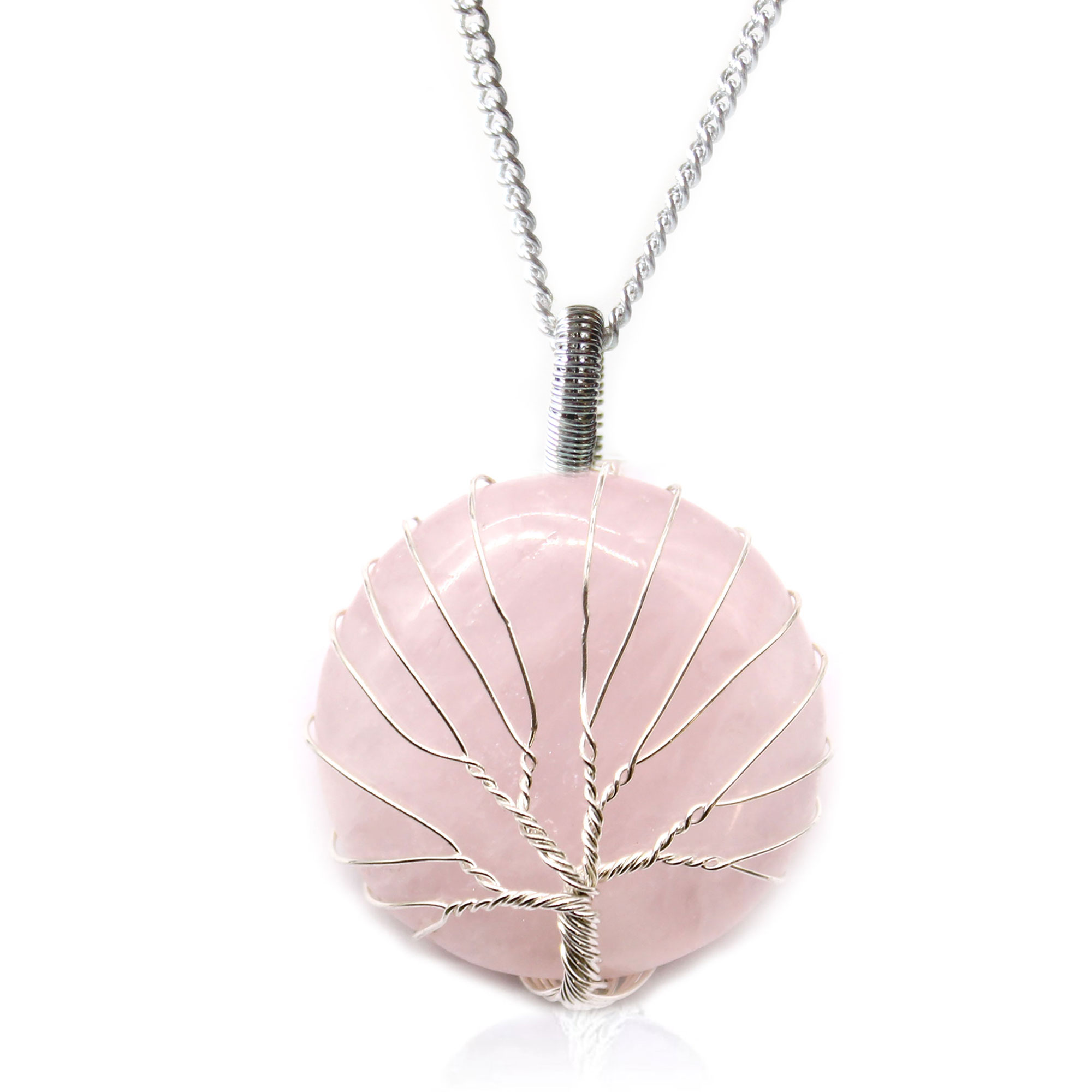 Collier Arbre de Vie - Quartz Rose – Image 2