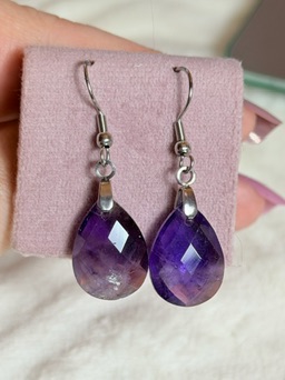 Boucle d'oreille Lyor argentée améthyste AA