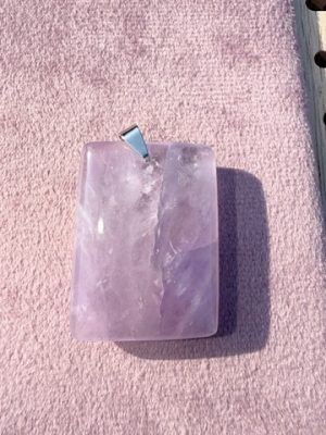 Pendentif pierre plate rectangle améthyste AA