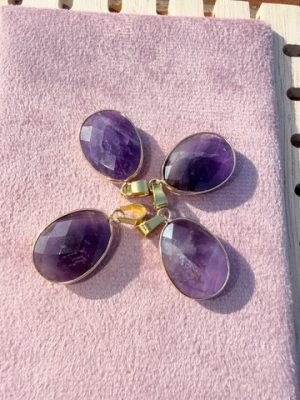 Pendentif serti ovale améthyste Brésil A