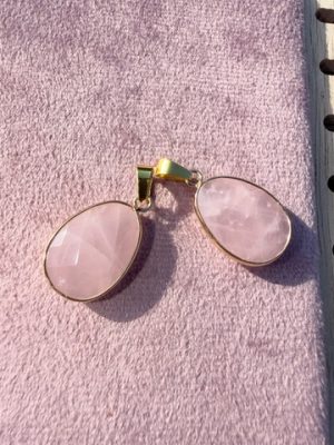 Pendentif serti ovale quartz rose Brésil A