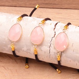 Bracelet Halo doré quartz rose A