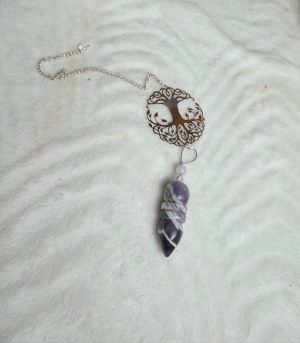 Pendule Amethyste Rubanné avec arbre de vie Essences Celeste