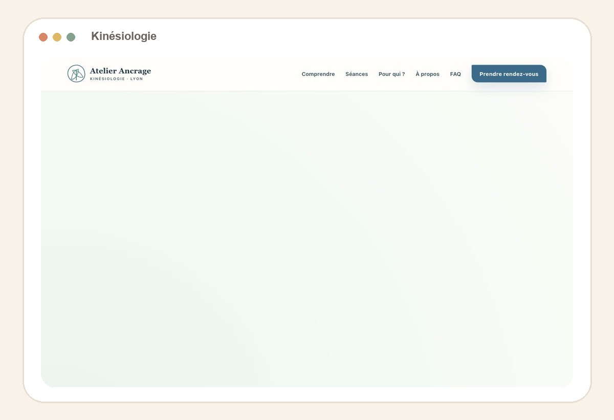 Aperçu réel du site vitrine Kinésiologie