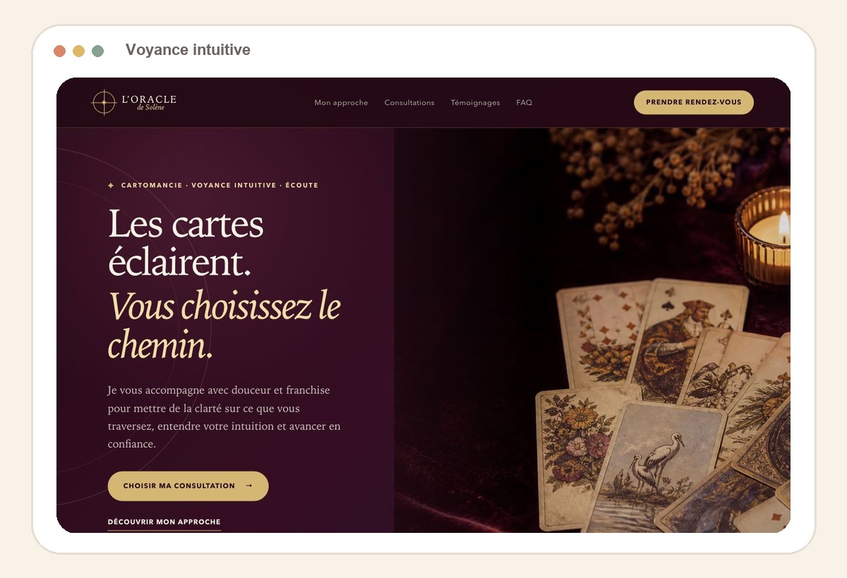 Aperçu réel du site vitrine Voyance intuitive