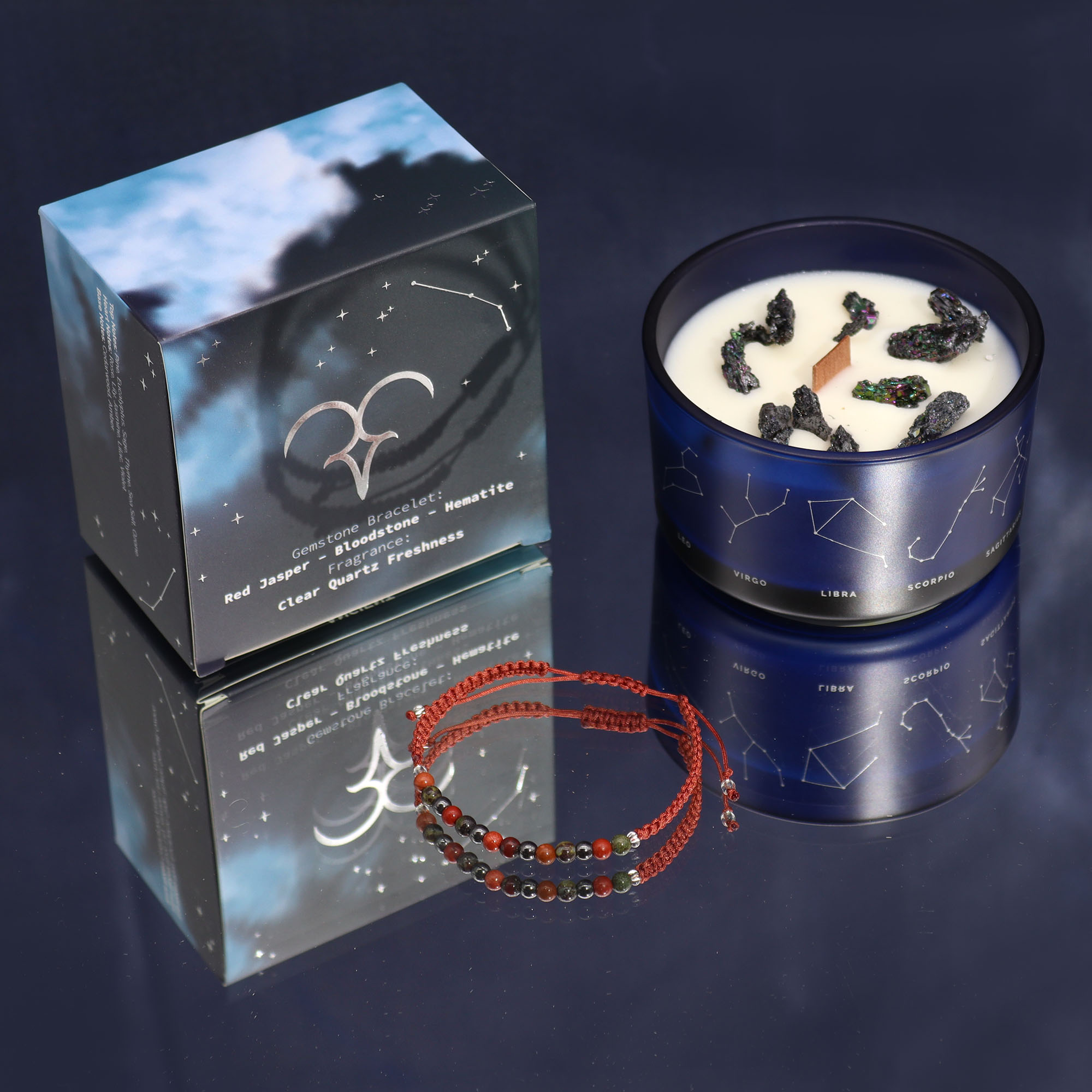 Précommande – Bougie du Zodiaque avec Bracelet en Gemmes - Bélier – Image 4