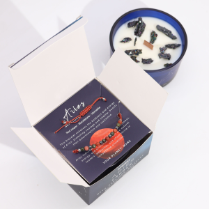 Précommande – Bougie du Zodiaque avec Bracelet en Gemmes - Bélier